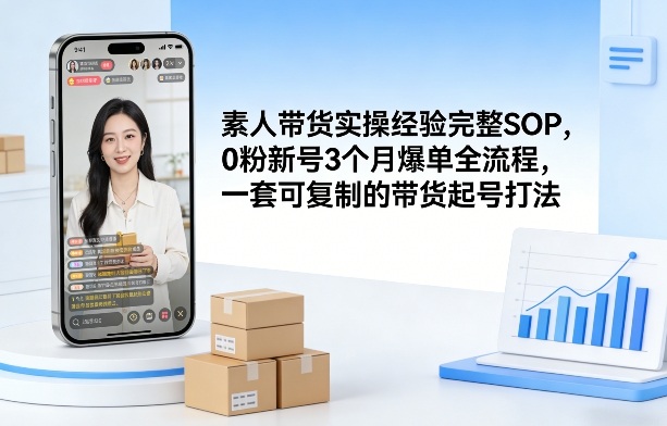 素人短视频带货实操经验完整SOP，0粉新号3个月爆单全流程，一套可复制的带货起号打法-点子口袋网
