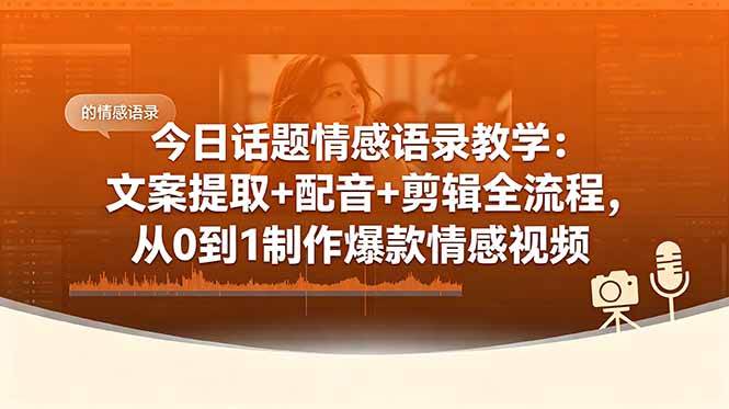 (18719期)今日话题情感语录教学:文案提取+配音+剪辑全流程,从0到1制作爆款情感视频 (18719期)今日话题情感语录教学:文案提取+配音+剪辑全流程,从0到1制作爆款情感视频