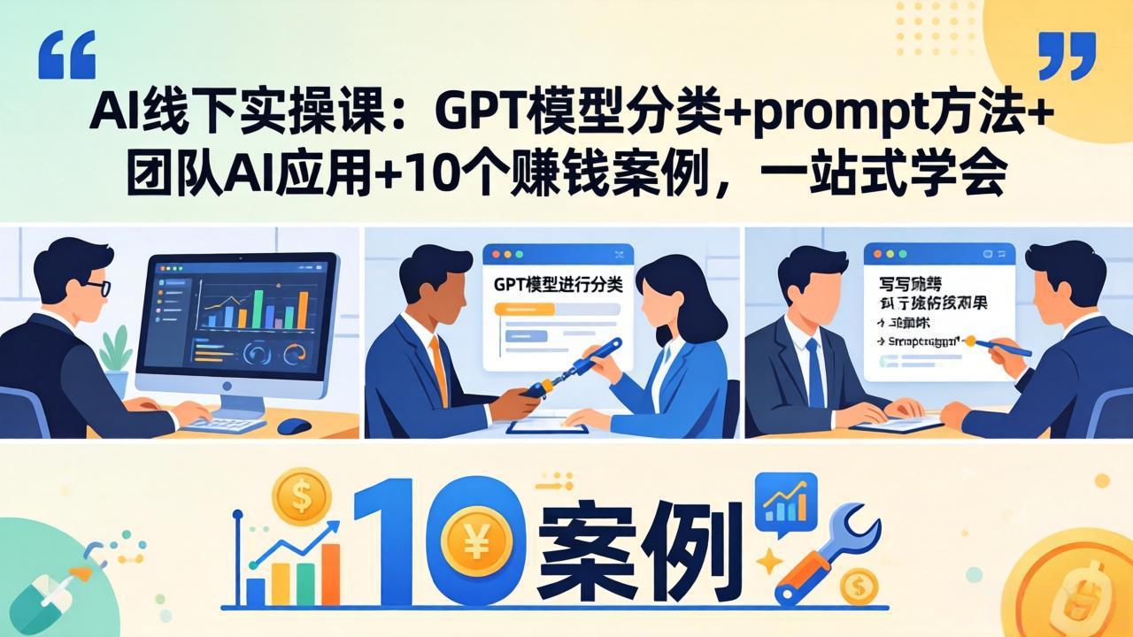 AI线下实操课：GPT模型分类+prompt方法+团队AI应用+10个赚钱案例，一站式学会-点子口袋网