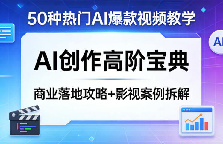 50种热门AI爆款视频教学，AI创作高阶宝典，商业落地攻略+影视案例拆解-点子口袋网