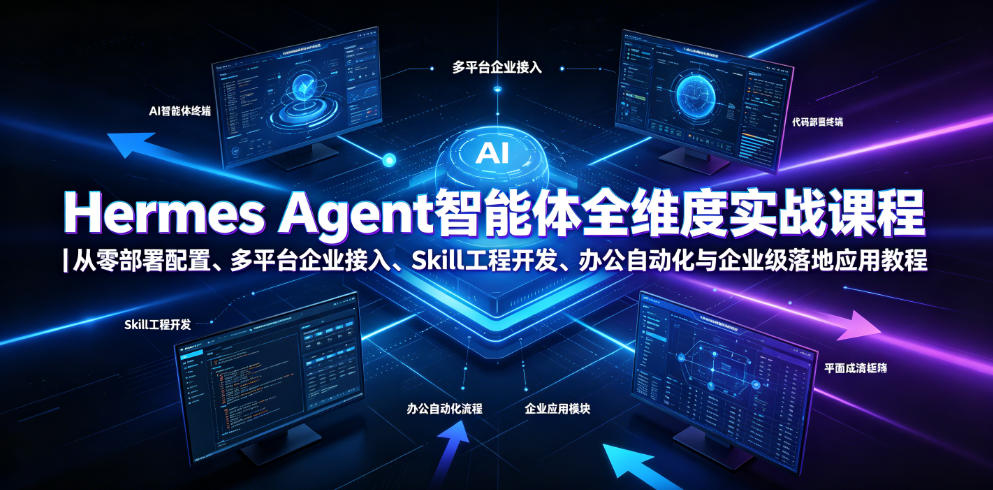 Hermes Agent智能体全维度实战课程｜从零部署配置、多平台企业接入、Skill工程开发、办公自动化与企业级落地应用教程-点子口袋网