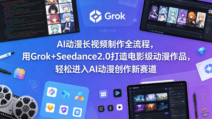 AI动漫长视频制作全流程，用Grok+Seedance2.0打造电影级动漫作品，轻松进入AI动漫创作新赛道-点子口袋网