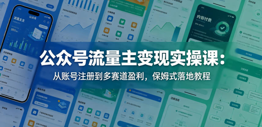 公众号流量主变现实操课：从账号注册到多赛道盈利，保姆式落地教程-点子口袋网