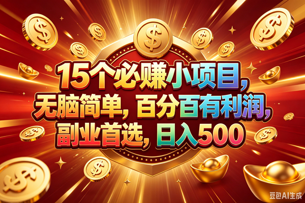 （19143期）15个必赚的小项目，百分百赚元子，无脑简单，副业首选，日入500+-点子口袋网
