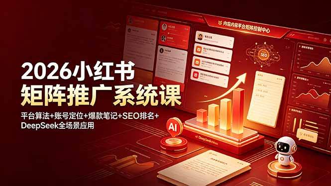 （19129期）2026小红书矩阵推广系统课：平台算法+账号定位+爆款笔记+SEO排名+DeepSeek全场景应用-点子口袋网