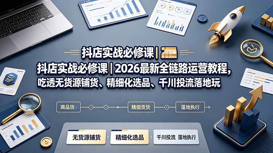 （19549期）抖店实战必修课｜2026最新全链路运营教程，吃透无货源铺货、精细化选品、千川投流落地玩法-点子口袋网