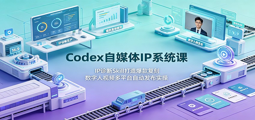 Codex自媒体IP系统课：IP诊断Skill打造爆款复刻，数字人视频多平台自动发布实操-点子口袋网