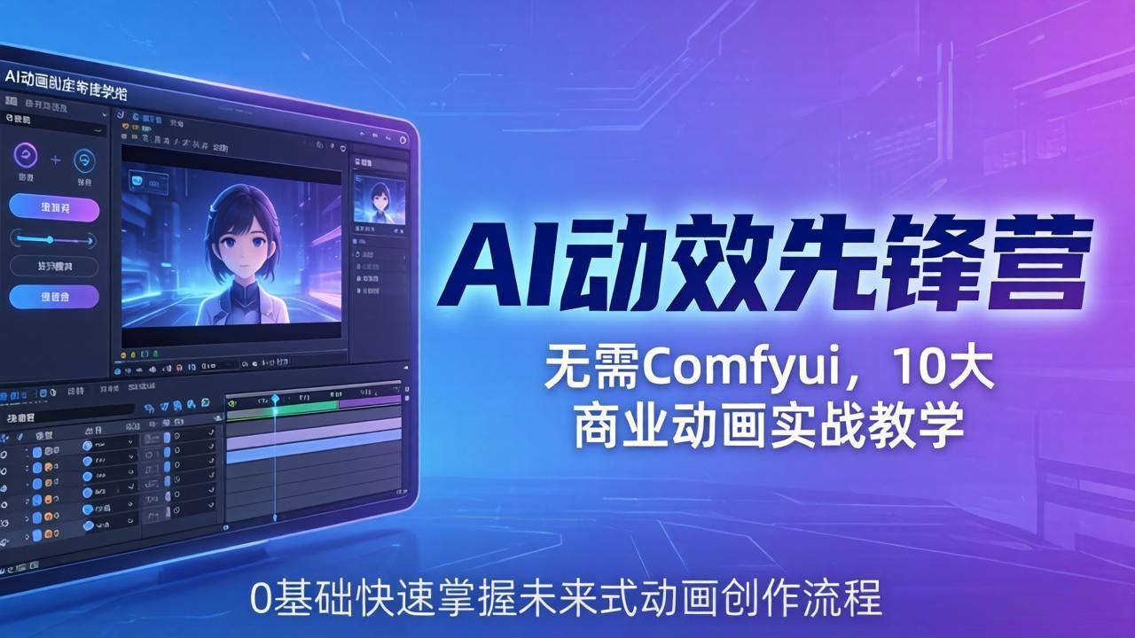 AI 动效先锋营：无需Comfyui，10大商业动画实战教学，0基础快速掌握未来式动画创作流程-点子口袋网