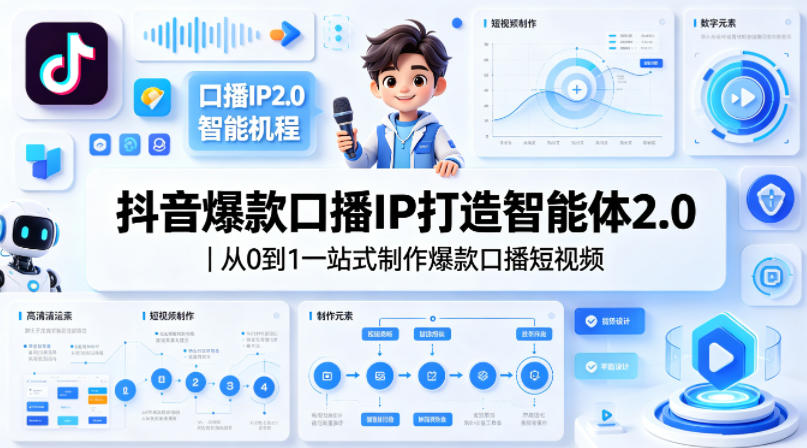 抖音爆款口播IP打造智能体2.0｜从0到1一站式制作爆款口播短视频-点子口袋网