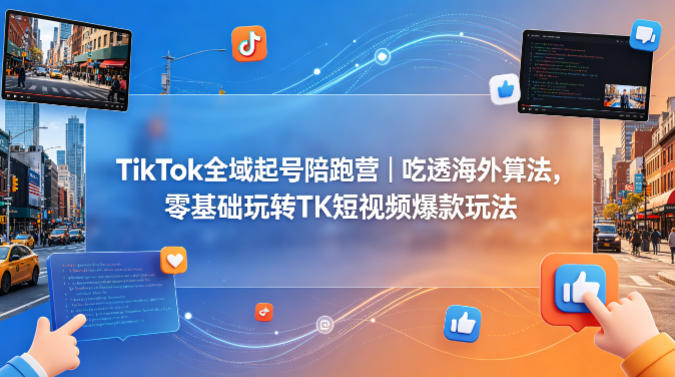TikTok全域起号陪跑营｜吃透海外算法，零基础玩转TK短视频爆款玩法-点子口袋网