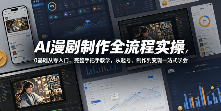 AI漫剧制作全流程实操，0基础从零入门，完整手把手教学，从起号、制作到变现一站式学会-点子口袋网