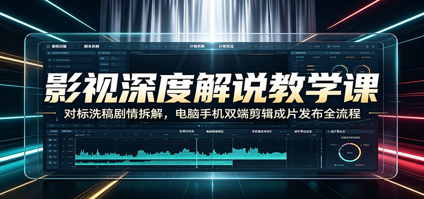 影视深度解说教学课：对标洗稿剧情拆解，电脑手机双端剪辑成片发布全流程-点子口袋网