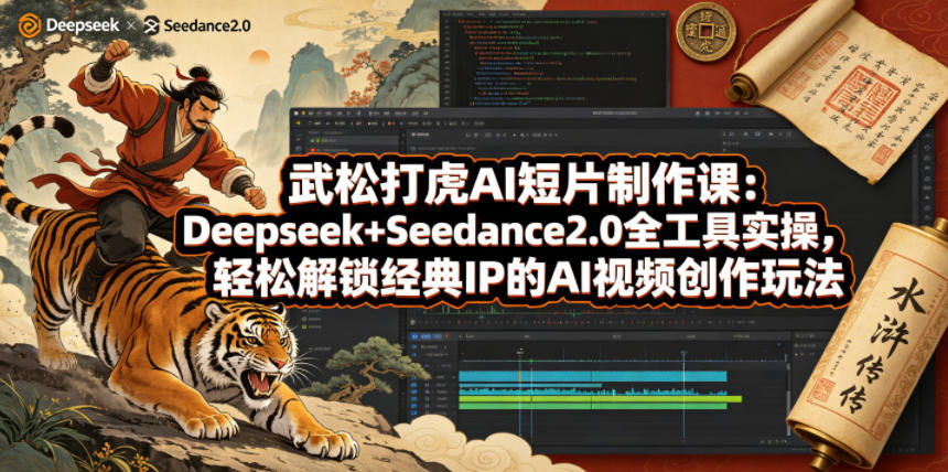 武松打虎AI短片制作课：Deepseek+Seedance2.0全工具实操，轻松解锁经典IP的AI视频创作玩法-点子口袋网