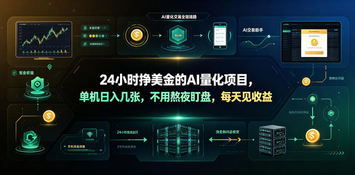 24小时挣美金的AI量化项目，单机日入几十美刀，不用熬夜盯盘，每天见收益【揭秘】-点子口袋网