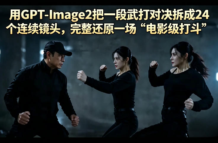 用GPT-Image2把一段武打对决拆成24个连续镜头，完整还原一场“电影级打斗”-点子口袋网