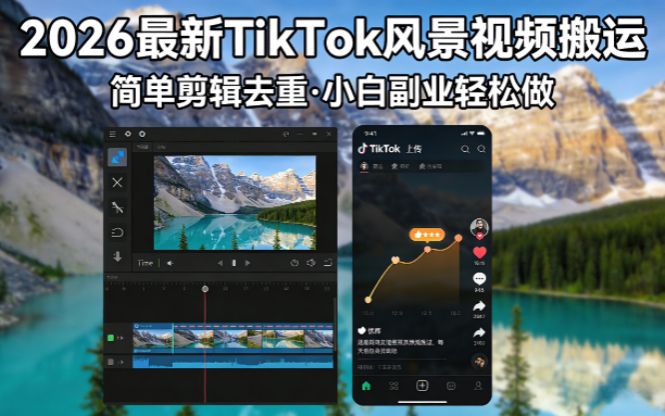 2026最新TikTok风景视频搬运简单剪辑去重小白副业月入 8000-点子口袋网