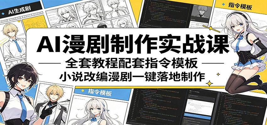 AI漫剧制作实战课：全套教程配套指令模板，小说改编漫剧一键落地制作-点子口袋网