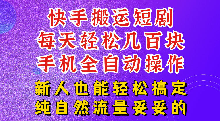 快手短剧纯搬运玩法，每天轻松几百米，无脑操作也能带你轻松干爆，可加机构，也可做t+2结算，妥妥的现金流项目【揭秘】-点子口袋网