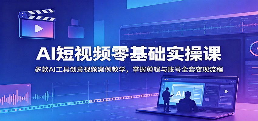 AI短视频零基础实操课：多款AI工具创意视频案例教学，掌握剪辑与账号全套变现流程-点子口袋网