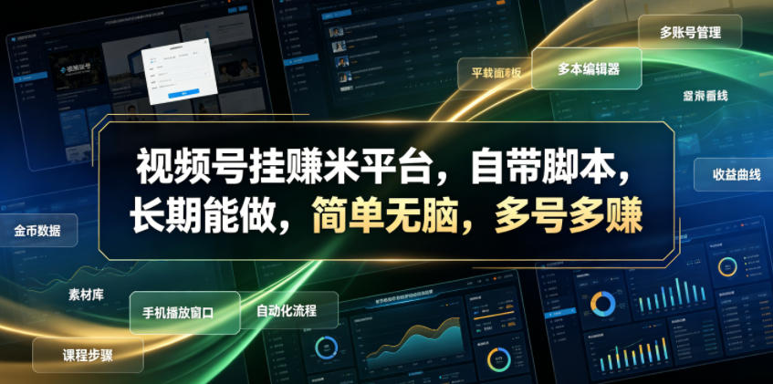 视频号挂賺米平台，自带脚本，长期能做，简单无脑，多号多賺【揭秘】-点子口袋网