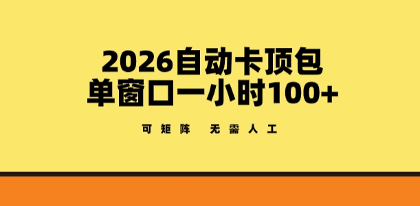 2026自动卡顶包玩法，单窗口一小时100+，可矩阵操作，无需人工【揭秘】-点子口袋网
