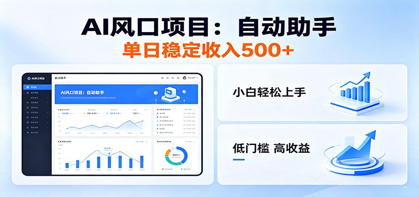 全新AI自动助手项目，低门槛入局，每日稳定收益500以上-点子口袋网