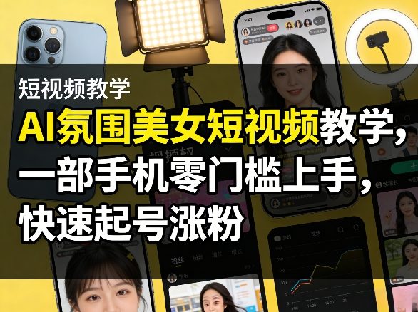 AI氛围美女短视频教学，一部手机零门槛上手，快速起号涨粉-点子口袋网