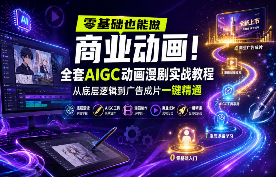 零基础也能做商业动画！全套AIGC动画漫剧实战教程，从底层逻辑到广告成片一键精通（更新0715）-点子口袋网