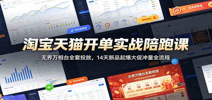 淘宝天猫开单实战陪跑课：无界万相台全套投放，14天新品起爆大促冲量全流程-点子口袋网