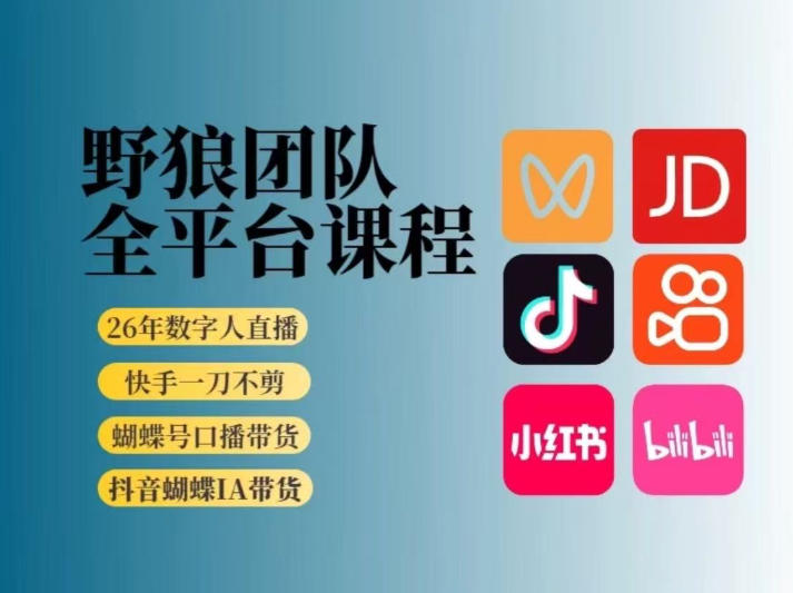 野狼团队2026新版全平台短视频带货教学，打开流量突破口，开始Ai带货（更新0724）-点子口袋网