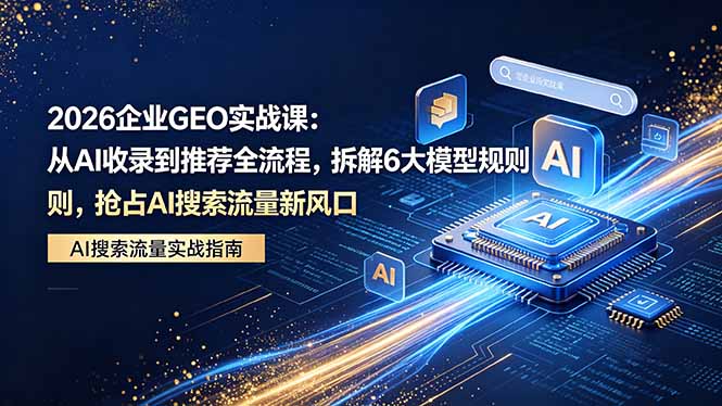 2026 企业GEO实战课：从AI收录到推荐全流程，拆解6大模型规则，抢占 AI 搜索流量新风口-点子口袋网