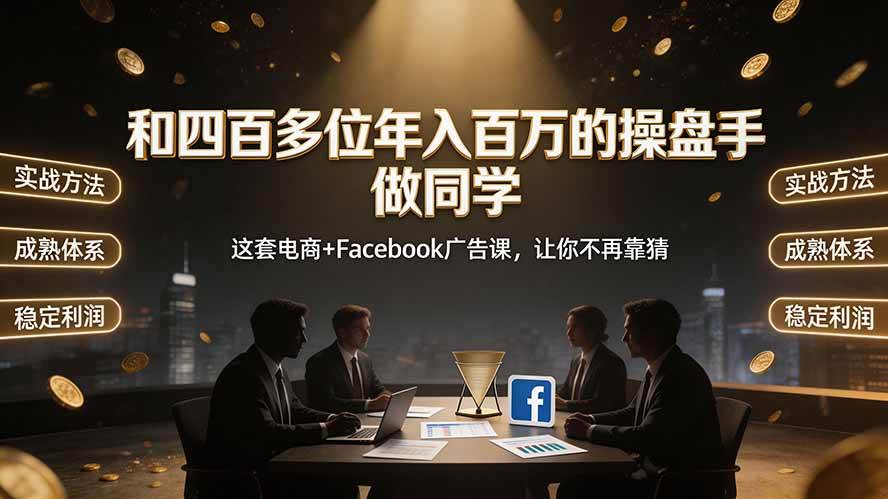 （19592期）和四百多位年入百万的操盘手做同学——这套电商+Facebook广告课，让你不再靠猜【原创双语字幕】-点子口袋网