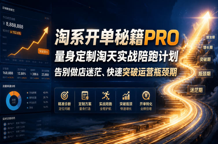 淘系开单秘籍PRO，量身定制淘天实战陪跑计划，告别做店迷茫、快速突破运营瓶颈期（更新20260728）-点子口袋网