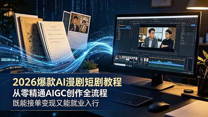 （18980期）2026 爆款 AI 漫剧短剧教程 从零精通 AIGC 创作全流程 既能接单变现又能就业入行-点子口袋网