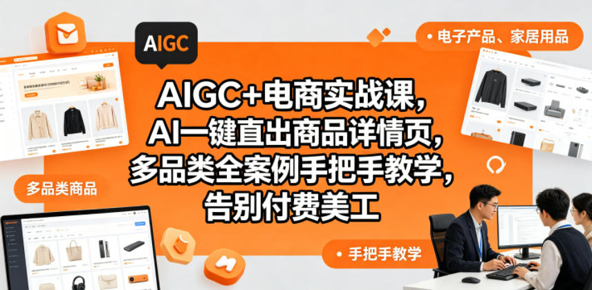 AIGC+电商实战课，AI一键直出商品详情页，多品类全案例手把手教学，告别付费美工（更新0725）-点子口袋网
