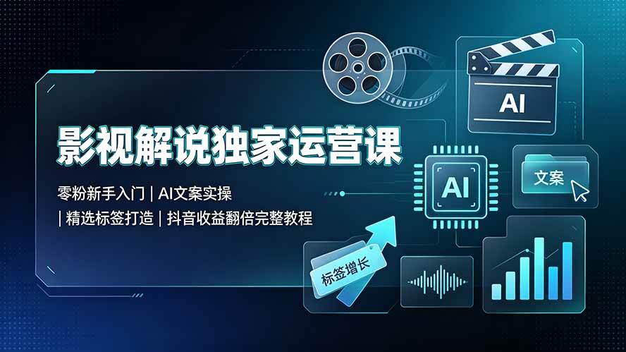 （19310期）影视解说独家运营课▪零粉新手入门｜AI文案实操｜精选标签打造｜抖音收益翻倍完整教程-点子口袋网