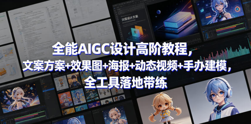 全能AIGC设计高阶教程，文案方案+效果图+海报+动态视频+手办建模，全工具落地带练-点子口袋网