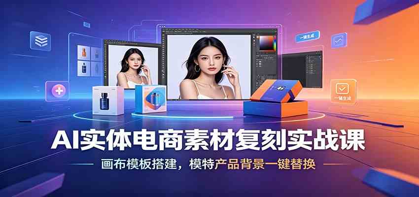 AI实体电商素材复刻实战课：画布模板搭建，模特产品背景一键替换-点子口袋网