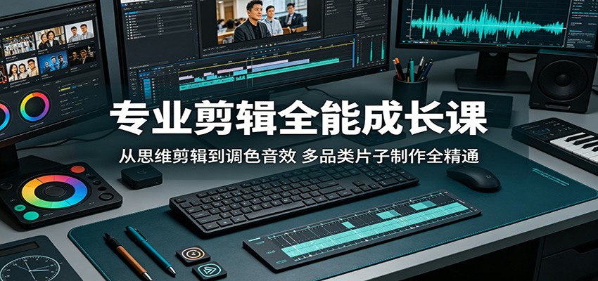 专业剪辑全能成长课：从思维剪辑到调色音效，多品类片子制作全精通-点子口袋网