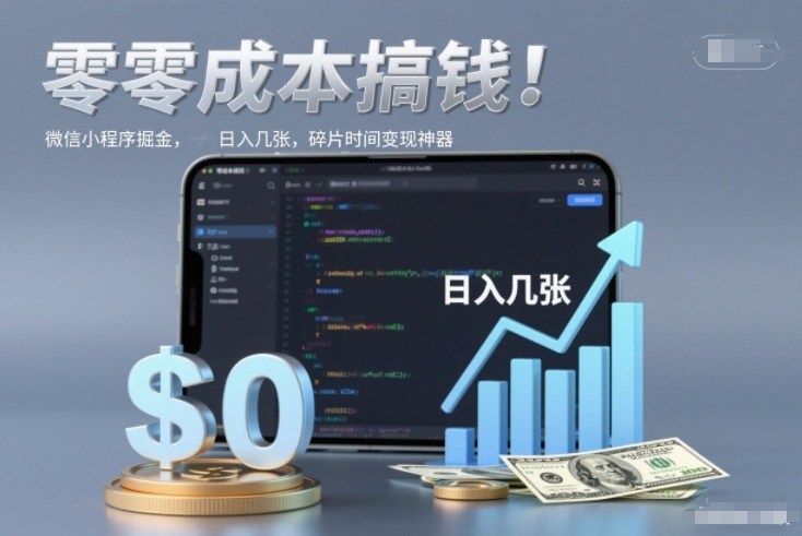 零成本搞钱，微信小程序掘金，简单易操作，日入几张，碎片时间变现神器【揭秘】-点子口袋网