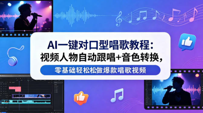 AI一键对口型唱歌教程：视频人物自动跟唱+音色转换，零基础轻松做爆款唱歌视频-点子口袋网