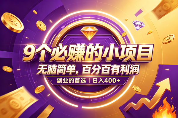 （19617期）9个必赚的小项目，无脑简单，百分百有利润，副业的首选，日入500+-点子口袋网