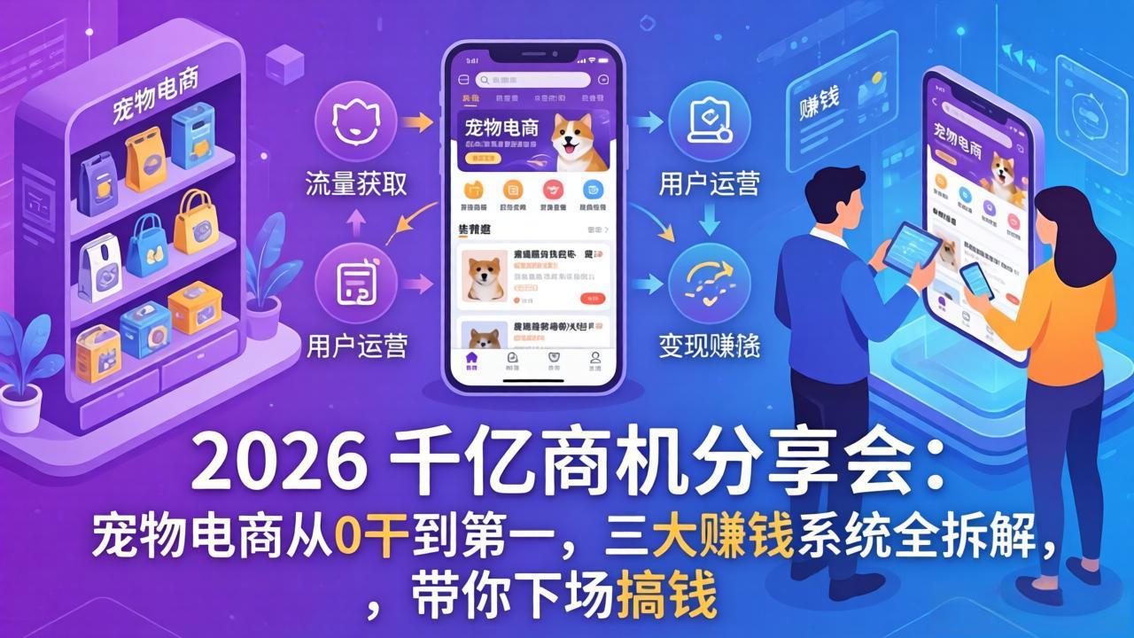 2026 千亿商机分享会：宠物电商从0干到第一，三大赚钱系统全拆解，带你下场搞钱-点子口袋网
