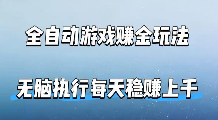 全自动游戏賺金玩法，科技操作无需人工手动，无脑执行每天稳入上千【揭秘】-点子口袋网