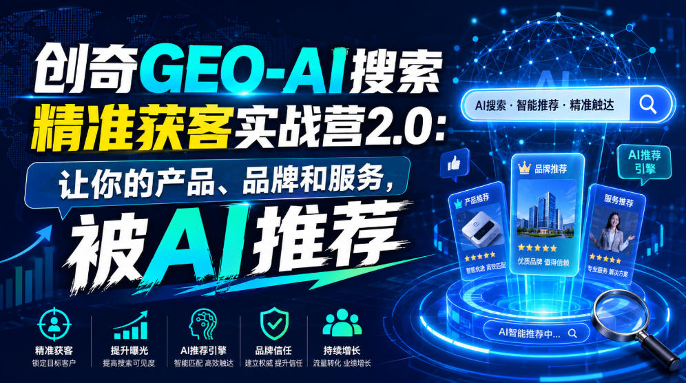 创奇GEO-AI搜索精准获客实战营2.0：让你的产品、品牌和服务，被AI推荐-点子口袋网