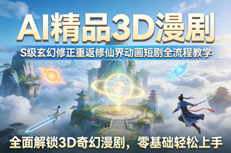 AI精品3D漫剧S级玄幻修正重返修仙界动画短剧全流程教学，全面解锁3D奇幻漫剧，零基础轻松上手-点子口袋网