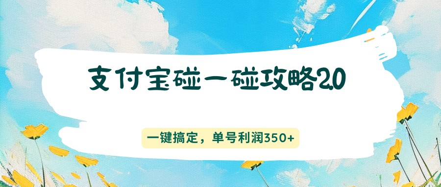 支付宝碰一碰攻略2.0，一键搞定，单号利润350+-点子口袋网