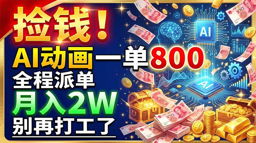 （19330期）捡钱！AI动画一单800，全程派单，月入2W，别再打工了-点子口袋网