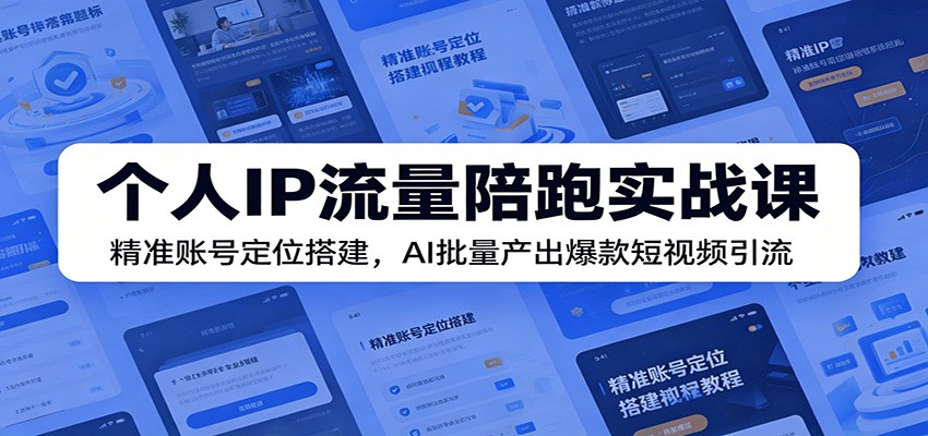 个人IP流量陪跑实战课：精准账号定位搭建，AI批量产出爆款短视频引流-点子口袋网