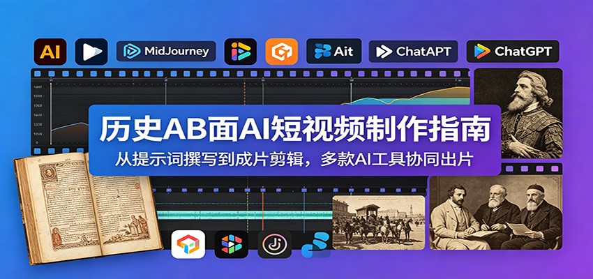 历史AB面AI短视频制作指南：从提示词撰写到成片剪辑，多款AI工具协同出片-点子口袋网